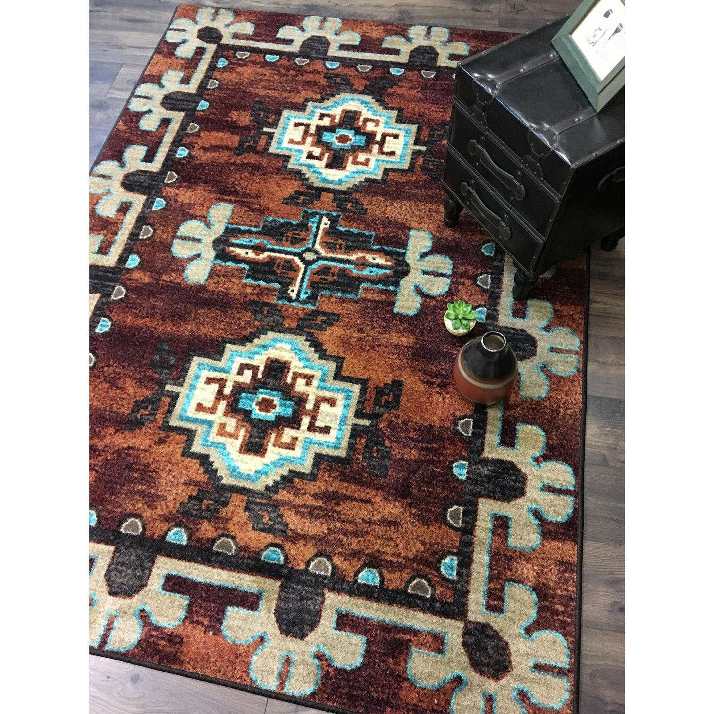American Dakota Southwest Badlands Rug - Rust