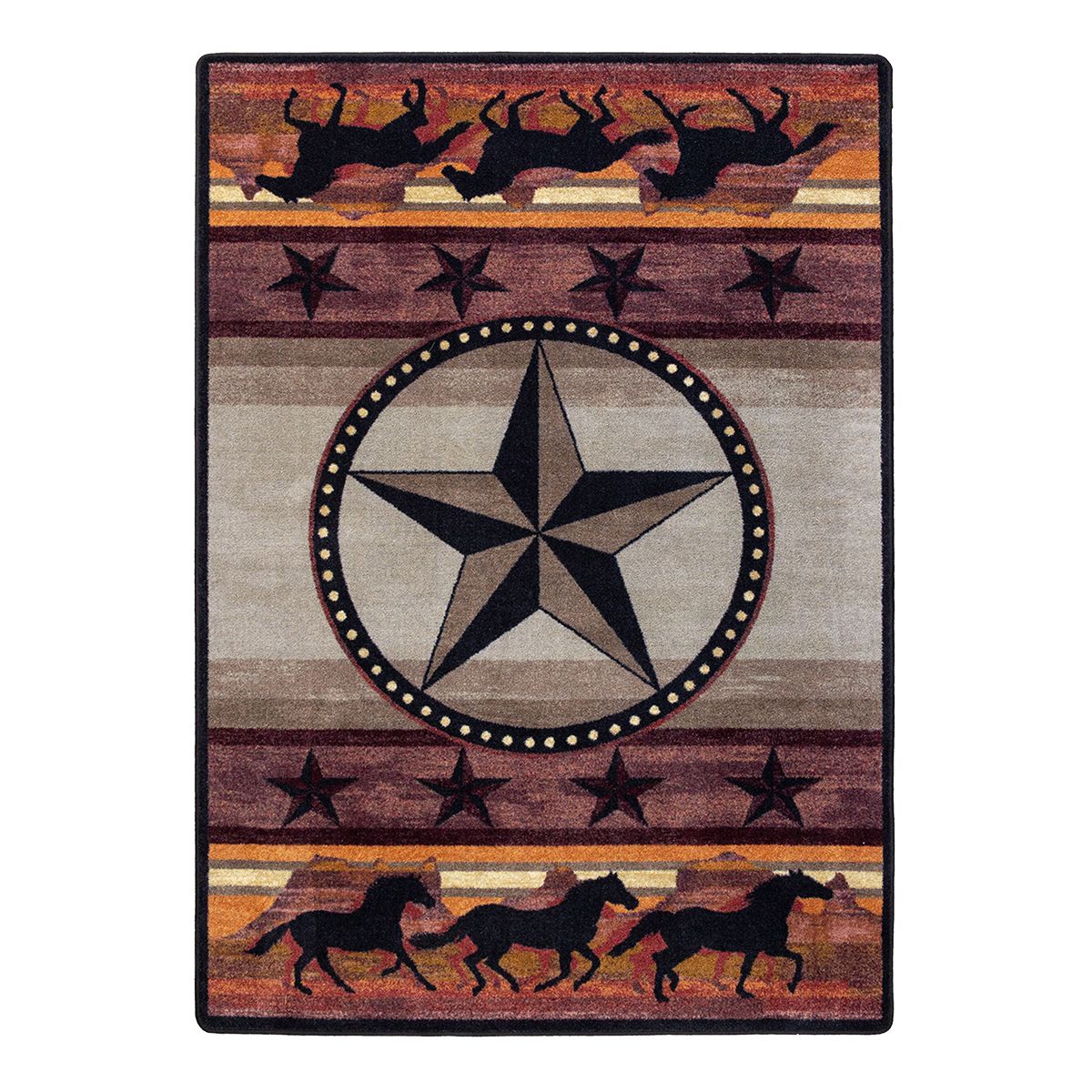American Dakota Western Night Stampede Rug - Desert