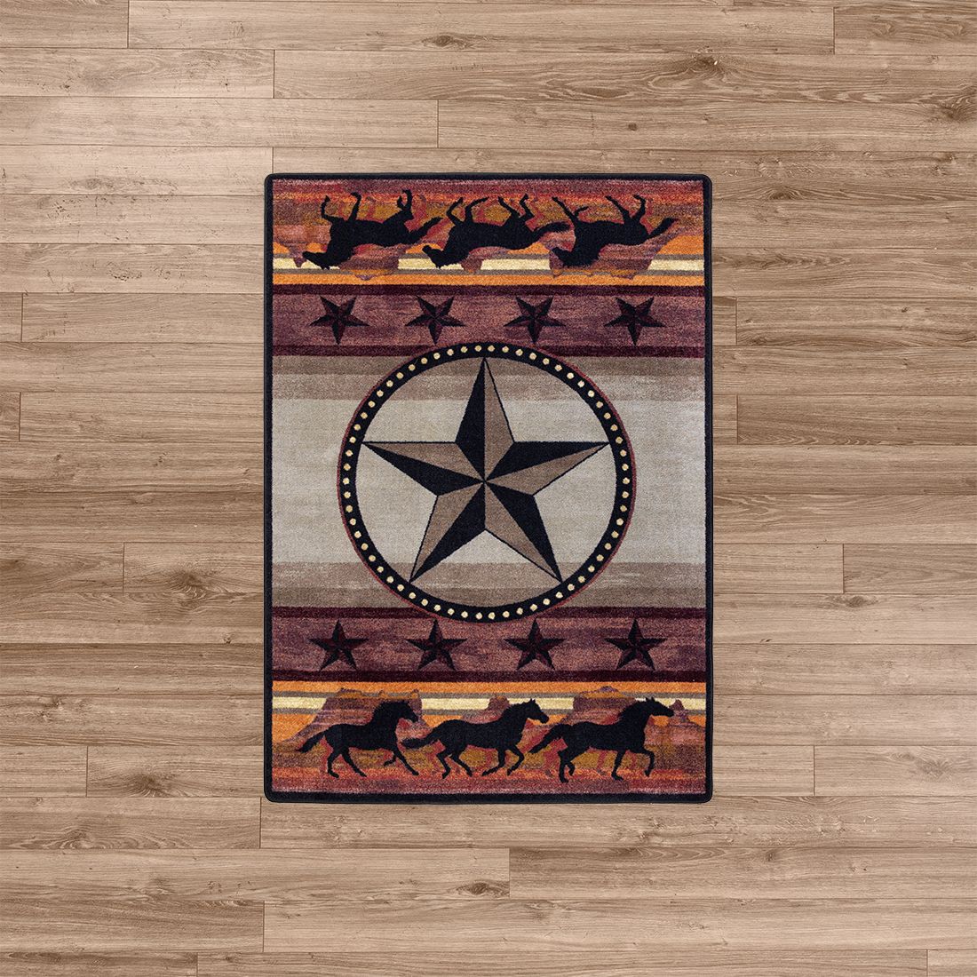 American Dakota Western Night Stampede Rug - Desert