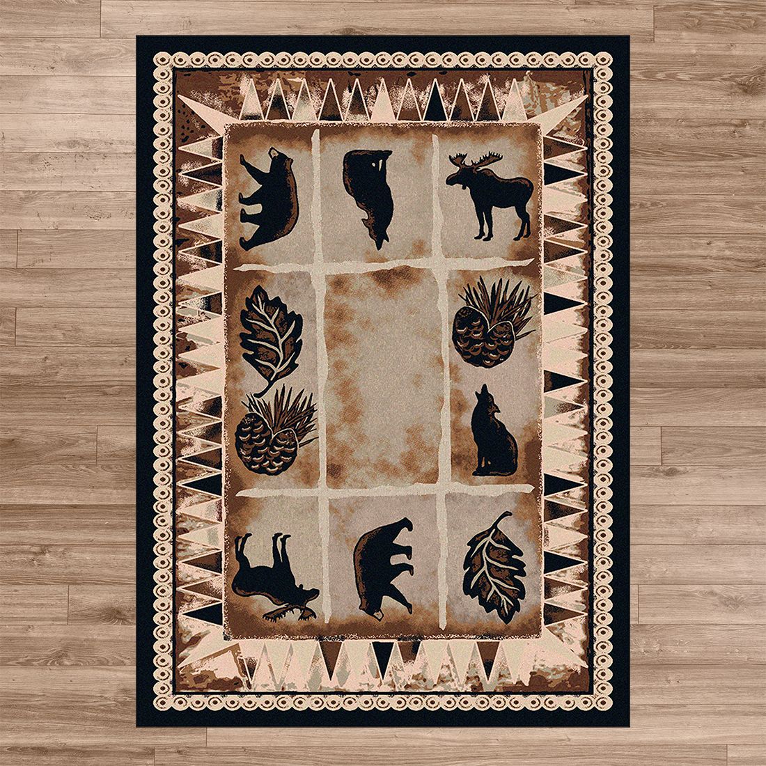 American Dakota Cabin Northern Wildlife Rug - Brown