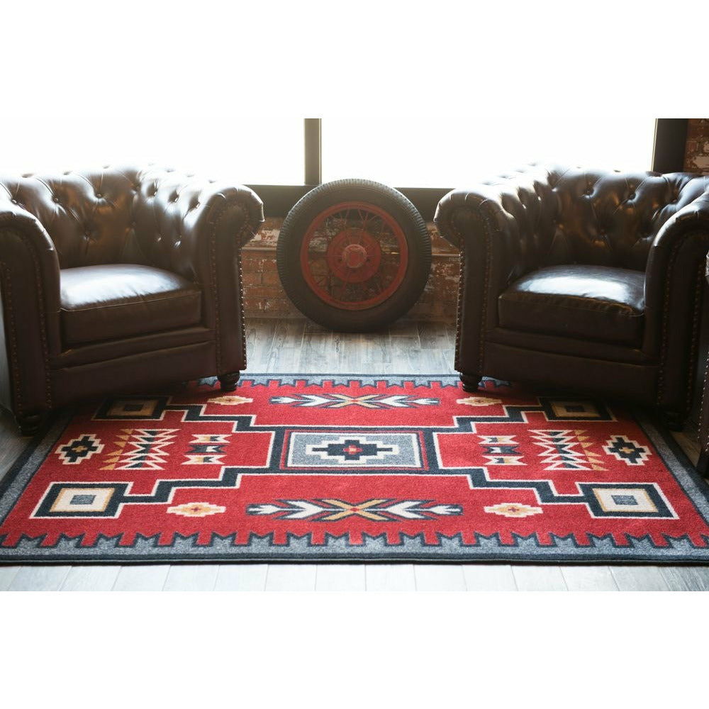 American Dakota Southwest Old Crow Rug - Red