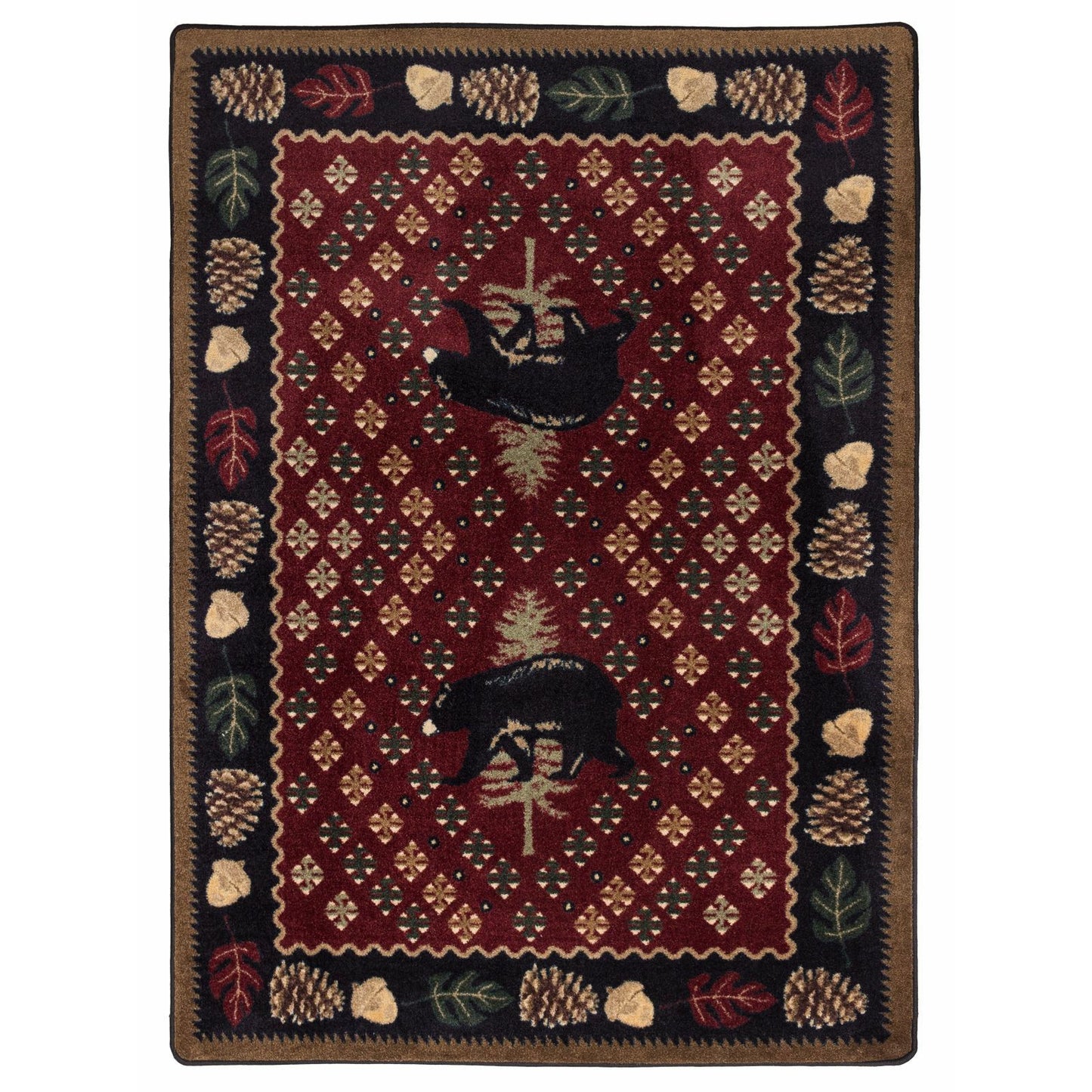 American Dakota Cabin Patchwork Bear Rug - Red