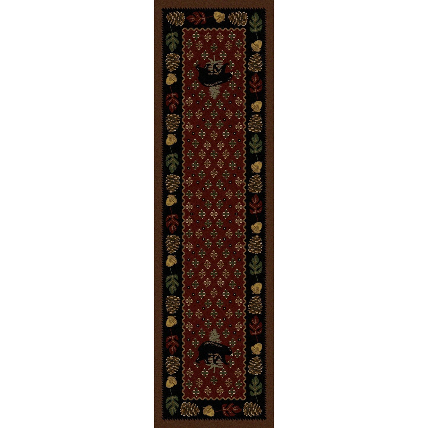 American Dakota Cabin Patchwork Bear Rug - Red