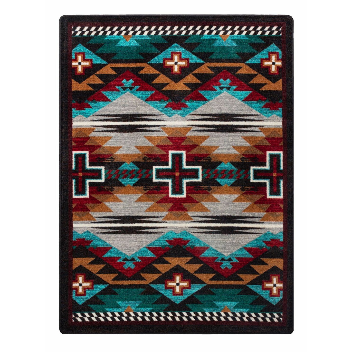 American Dakota Southwest Rustic Cross Rug - Electric