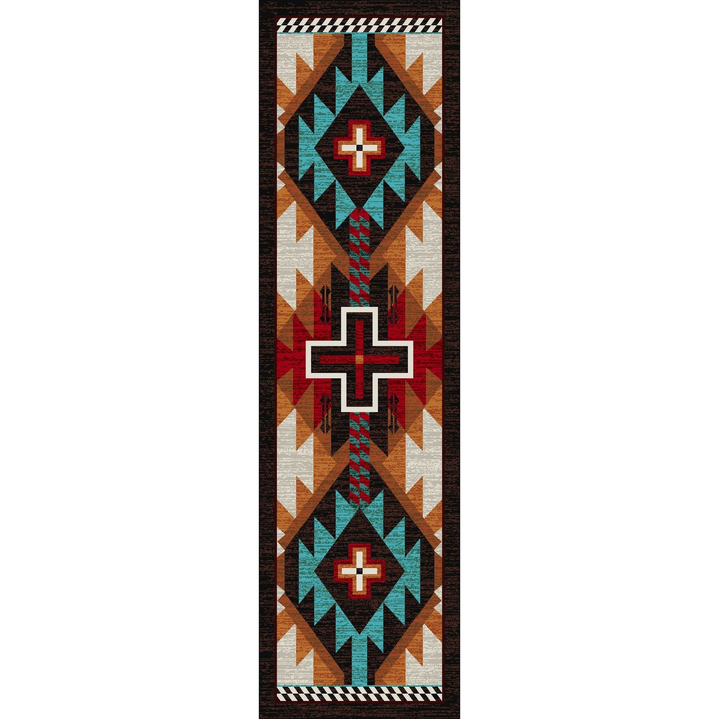 American Dakota Southwest Rustic Cross Rug - Electric
