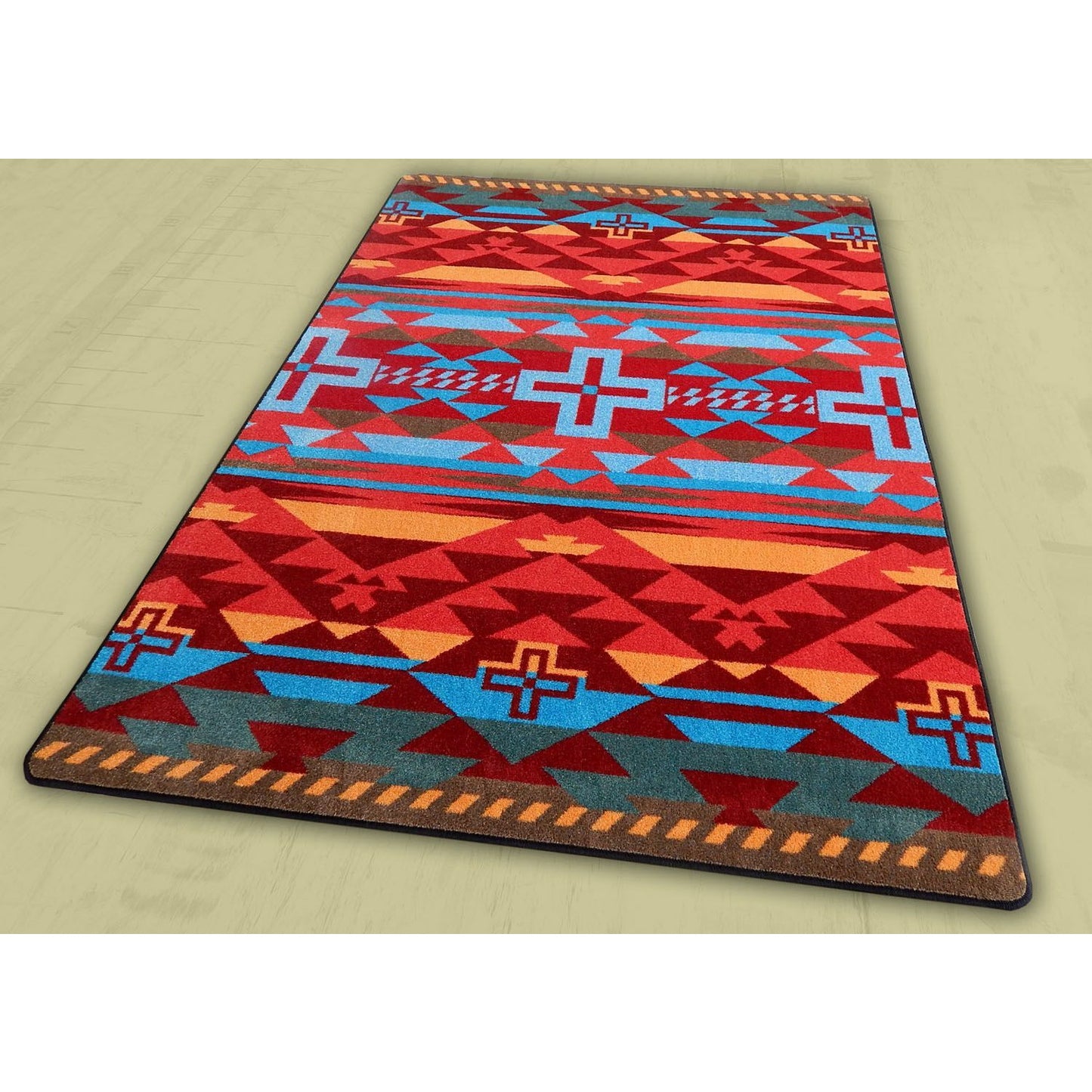 American Dakota Southwest Rustic Cross Rug - Sunset