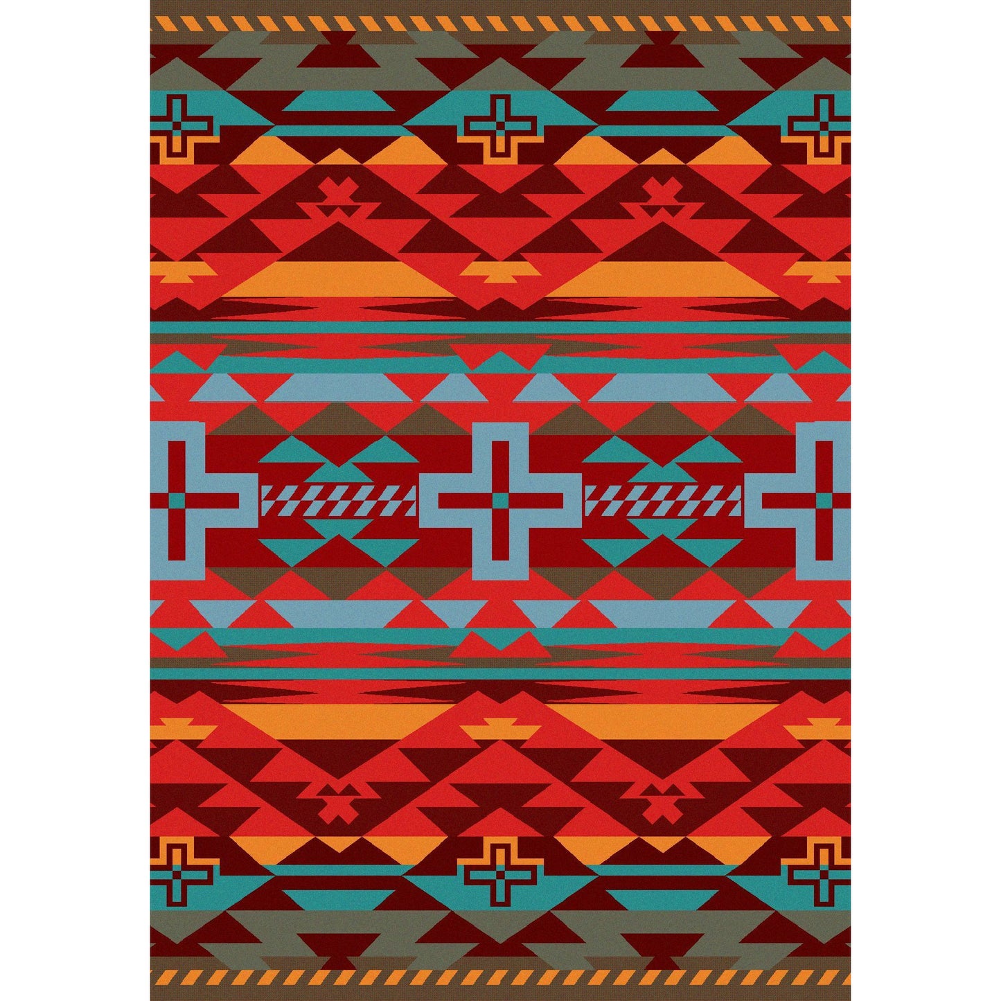 American Dakota Southwest Rustic Cross Rug - Sunset