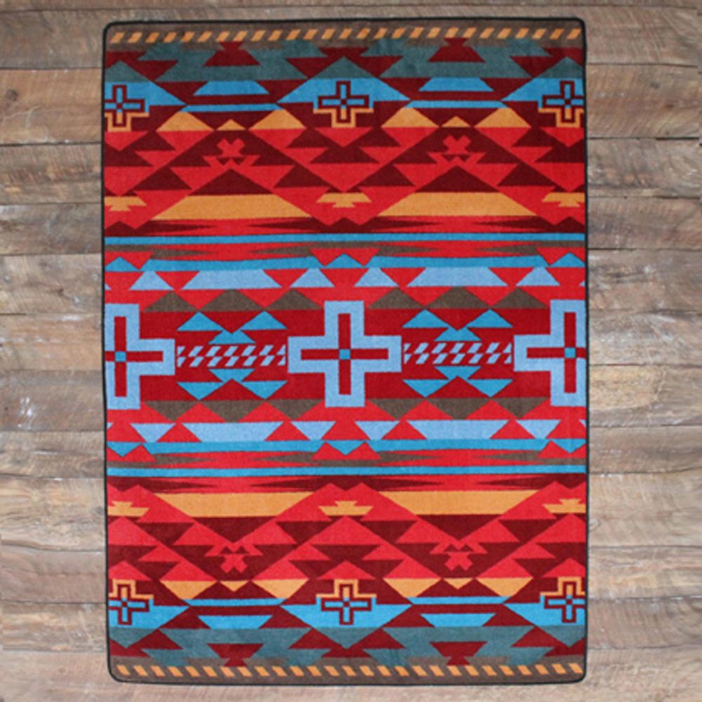 American Dakota Southwest Rustic Cross Rug - Sunset