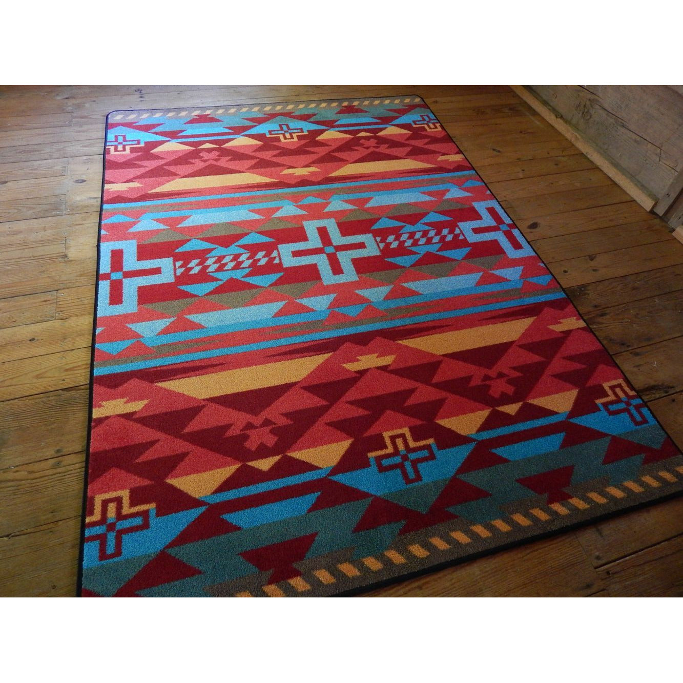 American Dakota Southwest Rustic Cross Rug - Sunset