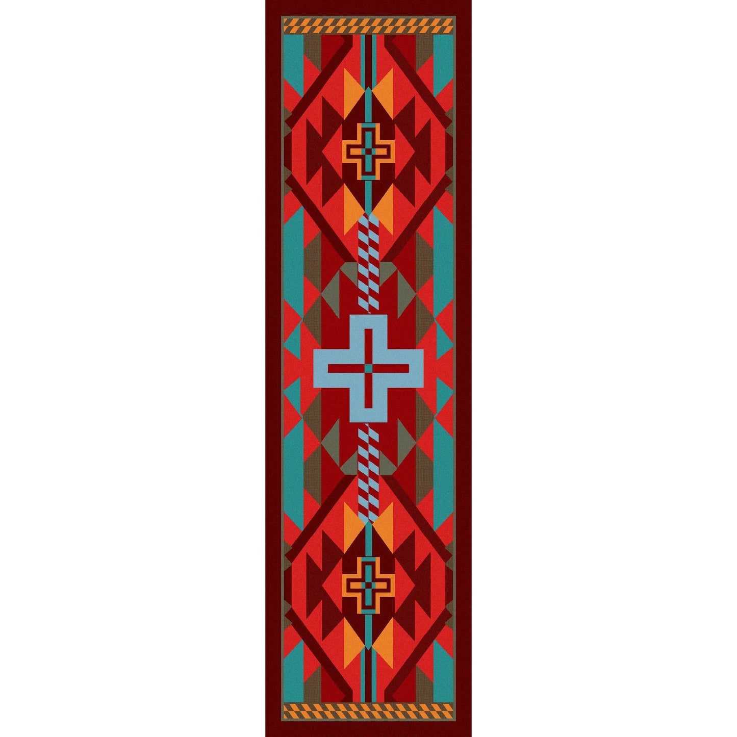 American Dakota Southwest Rustic Cross Rug - Sunset