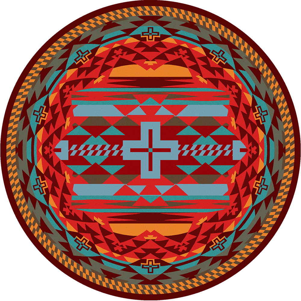 American Dakota Southwest Rustic Cross Rug - Sunset