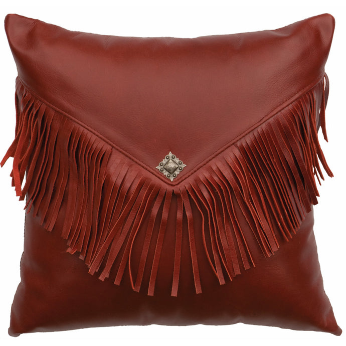 Wooded River Dark Red Leather Flap, Fringe, Concho 16