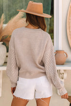 Load image into Gallery viewer, Parchment Cable Knit Sleeve Drop Shoulder Sweater