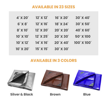 Load image into Gallery viewer, Super Heavy Duty Poly Tarp Cover Thick 16 Mil, 8 oz