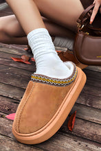Load image into Gallery viewer, Chestnut Contrast Edge Suede Plush Lined Thick Sole Winter Slippers