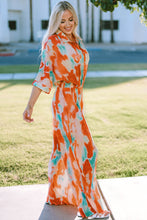 Load image into Gallery viewer, Multicolor Bohemian Tie Dye Pleated Shirt Collar Loose Jumpsuit