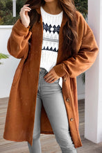 Load image into Gallery viewer, Gold Flame Textured Collared Drop Shoulder Buttoned Front Duster Coat