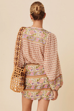 Load image into Gallery viewer, Multicolour Boho Floral Mixed Print Puff Sleeve Shirt