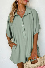 Load image into Gallery viewer, Apricot Half Button Collared Loose Romper