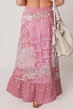 Load image into Gallery viewer, Red Boho Pattern Print Tassel Drawstring High Waist Maxi Dress