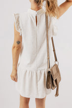 Load image into Gallery viewer, White Flutter Sleeve Crew Neck Shift Dress