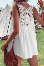 Load image into Gallery viewer, Black Bohemian Crochet Patchwork Sleeveless Tunic