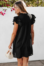 Load image into Gallery viewer, Mist Green Ruffle Sleeve V Neck Frilled Shift Dress
