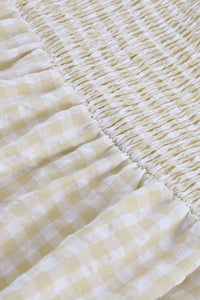 Khaki Plaid Ruffled Sleeve Smocked Maxi Dress