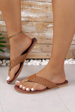 Load image into Gallery viewer, White Braided Strap PU Leather Flip Flop