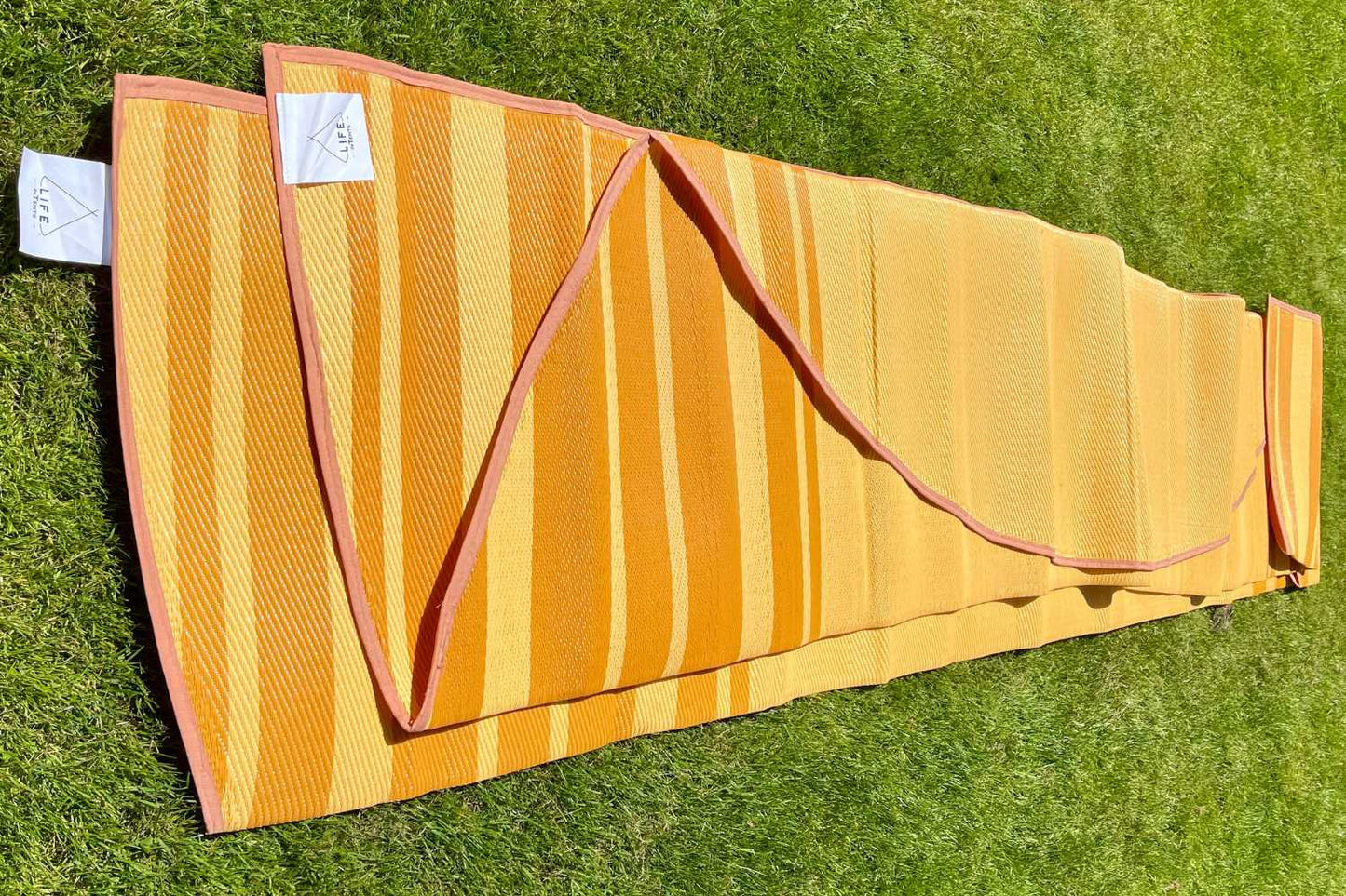 Striped Bell Tent Floor Matting | Citrus Tones | 19' (6M)