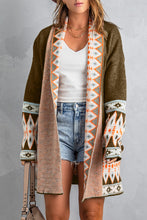 Load image into Gallery viewer, Blue Aztec Print Open Front Knitted Cardigan
