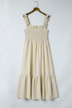 Load image into Gallery viewer, Khaki Plaid Ruffled Sleeve Smocked Maxi Dress
