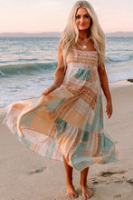 Load image into Gallery viewer, Multicolor Boho Patchwork Print Square Neck Sundress