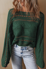 Load image into Gallery viewer, Smoke Gray Hollow-out Cable Knit Cropped Sweater