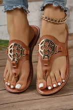 Load image into Gallery viewer, Dusk Blue Metal Decor Leather Thong Slippers