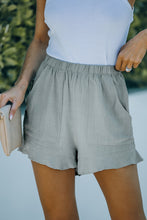 Load image into Gallery viewer, Khaki High Waist Pocketed Ruffle Shorts
