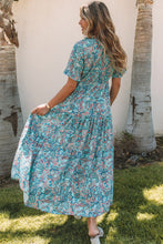 Load image into Gallery viewer, Sky Blue Paisley Print Boho Holiday Ruffle Tiered Maxi Dress