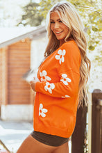 Load image into Gallery viewer, Black Floral Print Knitted Open Front Loose Cardigan