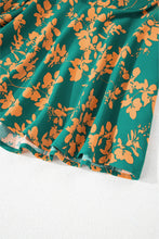Load image into Gallery viewer, Green Floral Print Drawstring Tunic Flowy Short Dress