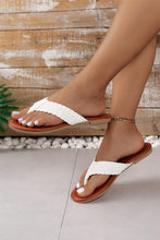 Load image into Gallery viewer, White Braided Strap PU Leather Flip Flop