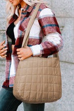 Load image into Gallery viewer, Light French Beige Quilted Zipper Large Shoulder Bag