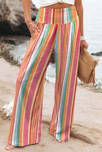 Load image into Gallery viewer, Multicolor Striped Smocked High Waist Wide Leg Pants