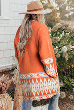 Load image into Gallery viewer, Blue Aztec Print Open Front Knitted Cardigan