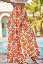 Load image into Gallery viewer, Orange Boho Retro Flower Print Wide Leg Pants