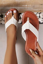 Load image into Gallery viewer, White Braided Strap PU Leather Flip Flop