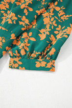 Load image into Gallery viewer, Green Floral Print Drawstring Tunic Flowy Short Dress