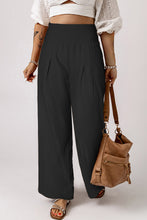 Load image into Gallery viewer, Khaki Smocked Wide Waistband High Waist Wide Leg Pants