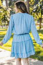 Load image into Gallery viewer, V Neck Long Sleeve Ruffle Tiered Mini Dress