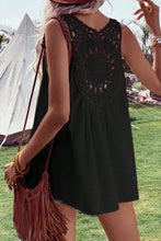 Load image into Gallery viewer, Black Bohemian Crochet Patchwork Sleeveless Tunic