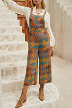 Load image into Gallery viewer, Multicolour Boho Floral Print Crossed Straps Ankle-length Jumpsuit